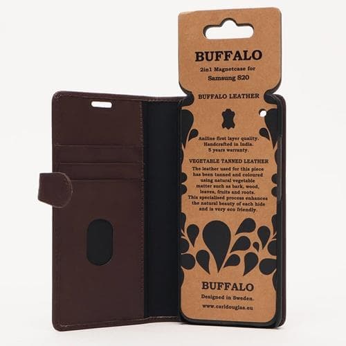BUFFALO äkta läder Plånboksväska Samsung S20 - Brun Brun