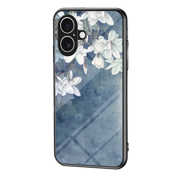 Mobilskal till iPhone 17 Floral Pattern TPU + Härdat Glas - Blå Blå