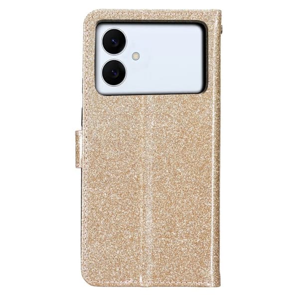 Samsung Galaxy S26 Edge Plånboksfodral Glitter Anti-Scratch Konstläder - Guld