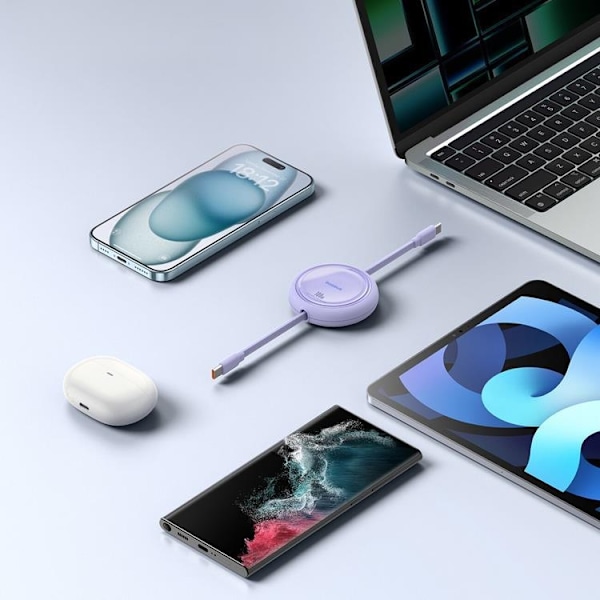 Baseus Retractable Free2Draw Mini USB-C - USB-C 100W 1m - Lila