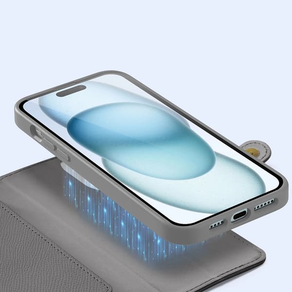 Dux Ducis iPhone 15 Punge Taske Lawa Læder - Grå Grå