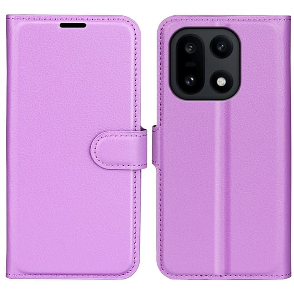 OnePlus 15 5G Plånboksfodral Litchi Shockproof Konstläder Lila
