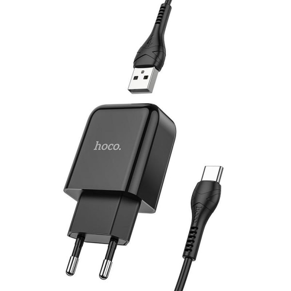 HOCO matkalaturi USB + kaapeli USB-C 2A N2 Vigor Black