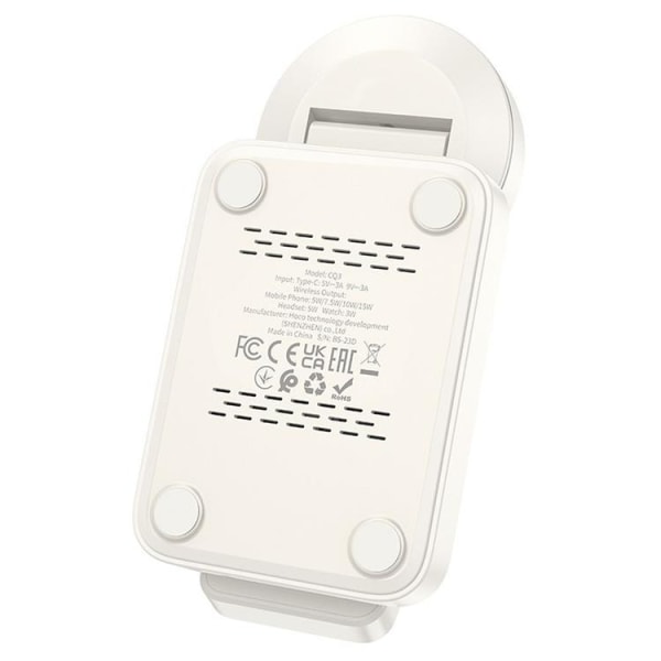 HOCO 3in1 - Trådlös laddare iPhone - Apple Watch - Airpods - Vit
