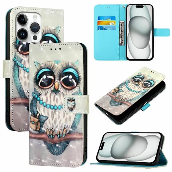 iPhone 16 Pro Plånboksfodral Printing Pattern Med Rem Grå