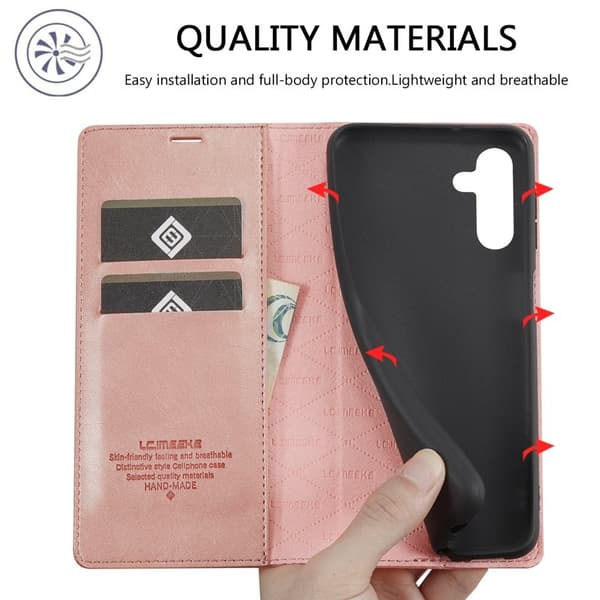 LC.IMEEKE Samsung Galaxy S25+ Plånboksfodral Konstläder - Roséguld