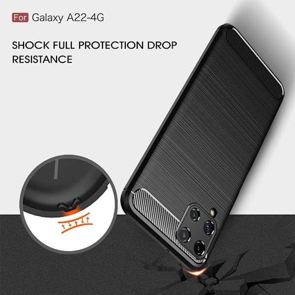 TPU Carbon Skal Galaxy A22 4G - Svart Svart