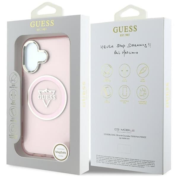 Guess Telefontaske til iPhone 16 MagSafe IML Mountain Logo - Lyserød Rosa
