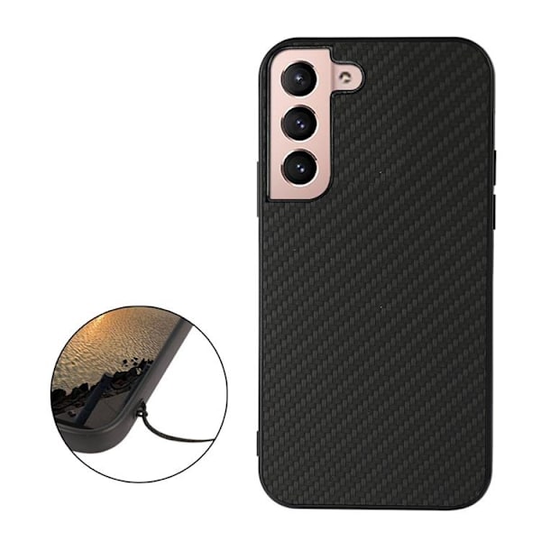 Carbon Fiber Läder Skal Galaxy S22 Plus 5G - Svart Svart
