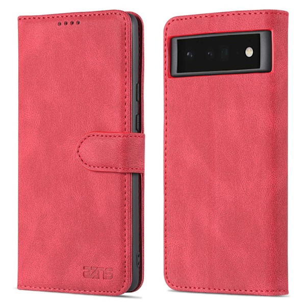 AZNS Google Pixel 6 Pro Plånboksfodral TPU+Konstläder - Röd