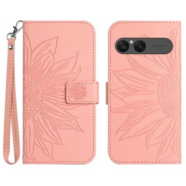 Sony Xperia 10 VII Konstläder Plånboksfodral Med Handledsrem - Rosa Rosa