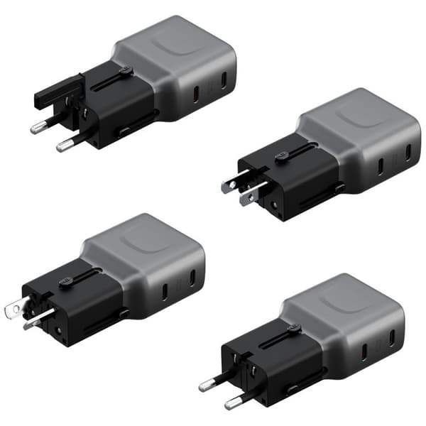Energea Hurtigoplader 45W 2xUSB-C TravelGo - Grafit Sort Grå
