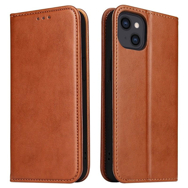 FIERRE SHANN iPhone 14 Plus Plånboksfodral Konstläder - Brun