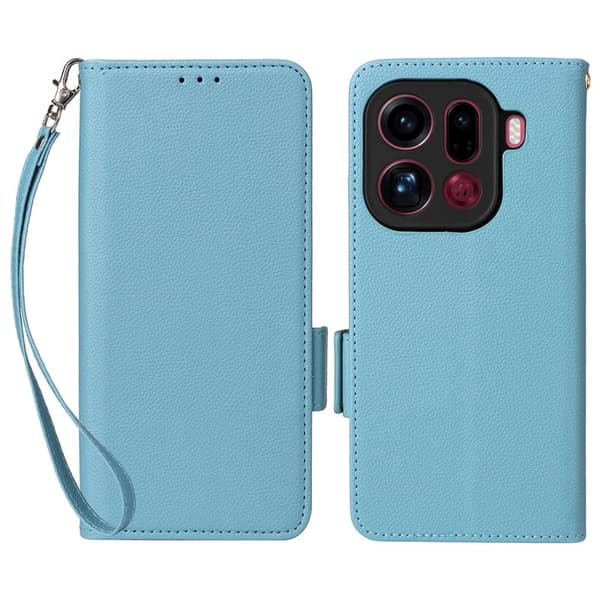 Litchi Oppo Find X9 Pro 5G Plånboksfodral Konstläder - Blå