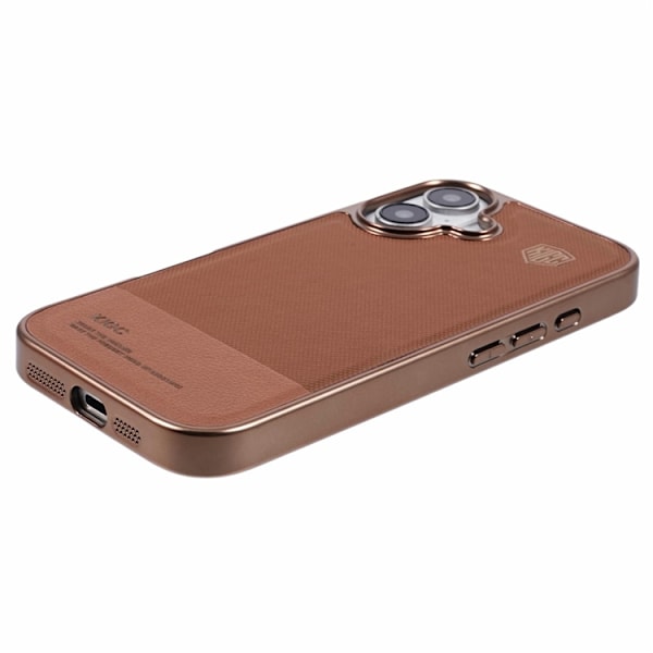 KIGC Mobilskal till iPhone 16 Electroplating PC + TPU + PU - Guld Guld