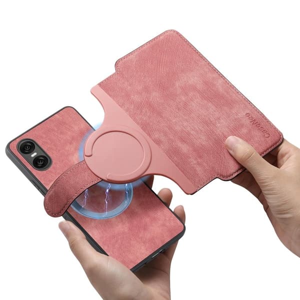 CASENEO Sony Xperia 10 VI Magnetiskt Plånboksfodral Konstläder - Rosa