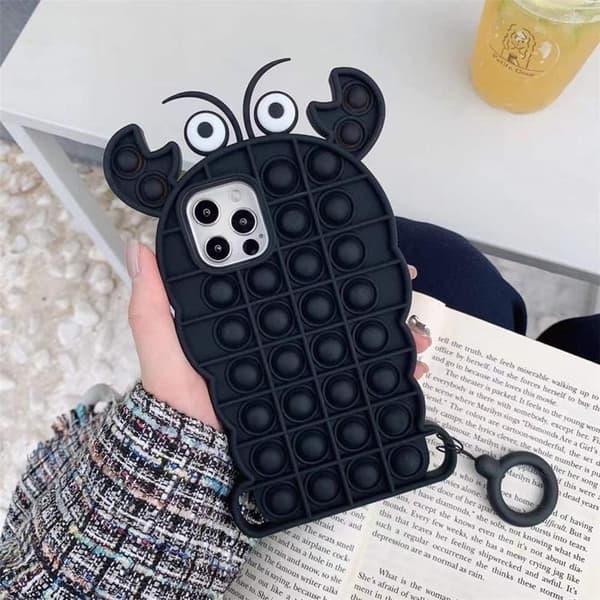 Crab Pop it Fidget Cover til iPhone 7/8/SE 2020 - Sort Black