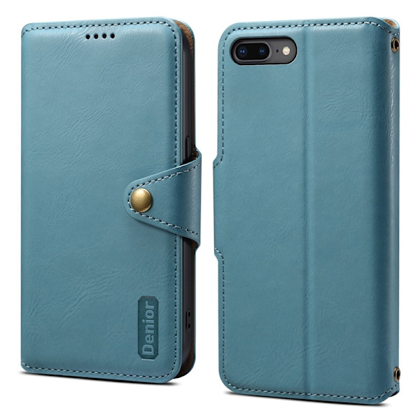DENIOR iPhone 7 Plus / 8 Plus Plånboksfodral Konstläder - Blå