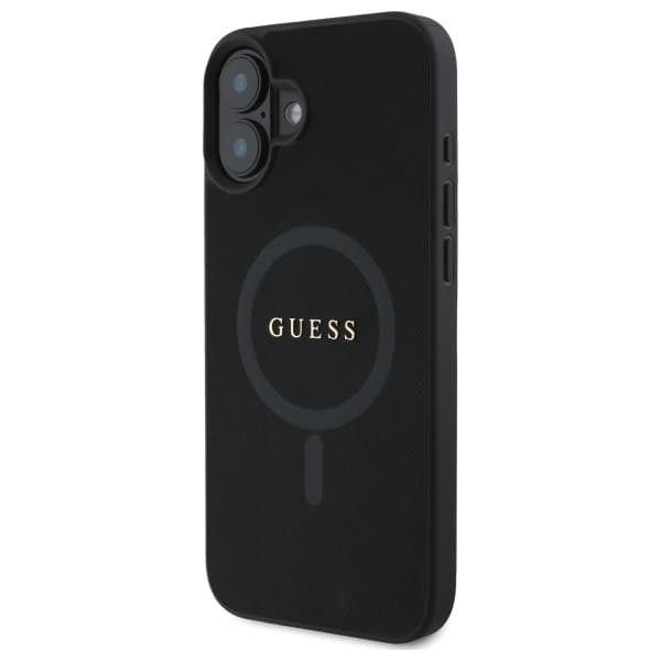 Guess Telefontaske til iPhone 16 6.1 MagSafe Saffiano Classic Logo - Sort