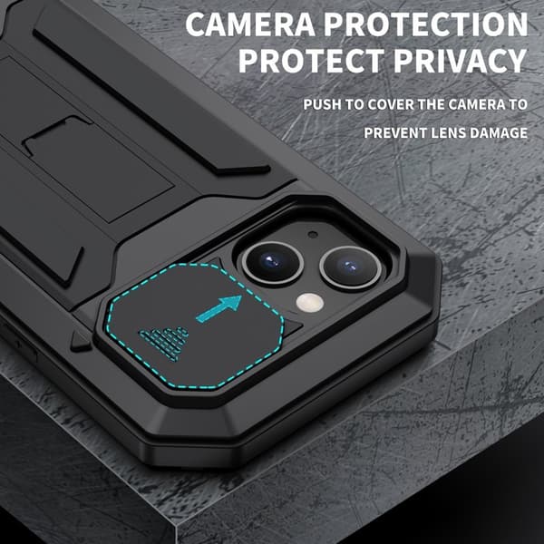 R-JUST Slide Camera Cover Mobilskal till iPhone 13 Shockproof Svart