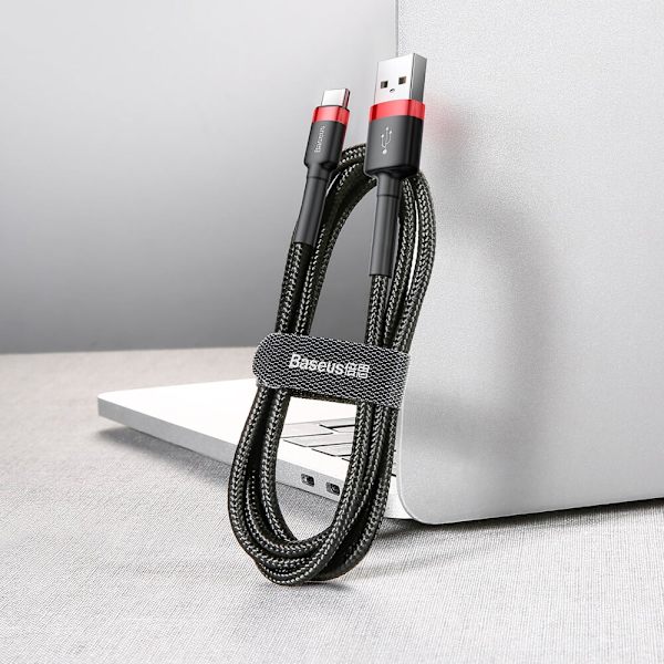 Baseus Cafule USB-C till USB-A kabel QC 3.0 3A 0,5M Svart-Röd Svart