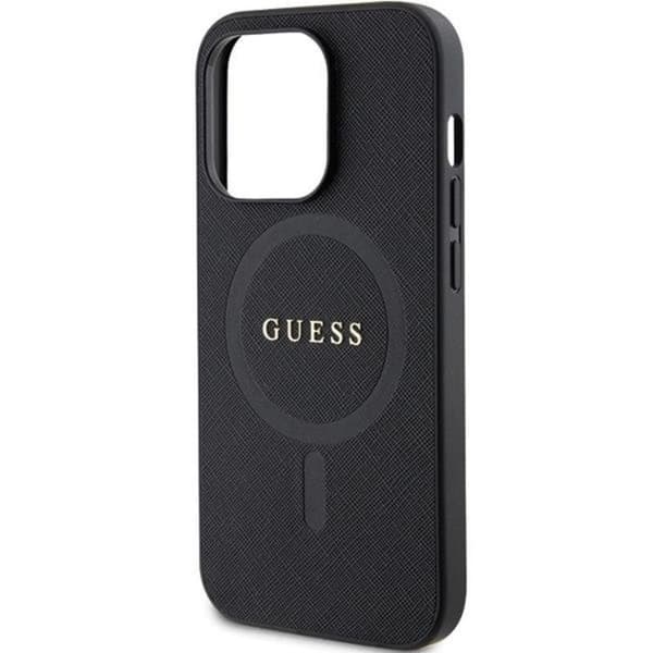 Guess iPhone 15 Pro -puhelinkotelo Magsafe Saffiano - Musta Black