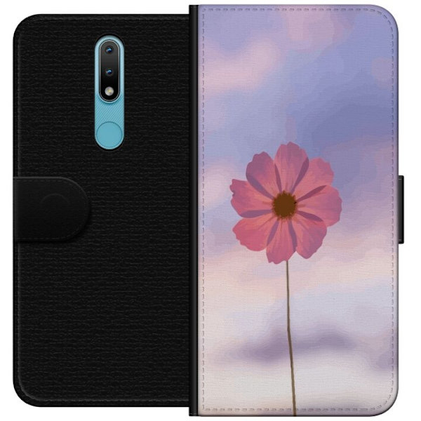 Plånboksfodral till Nokia 2.4 med Rosa blomma