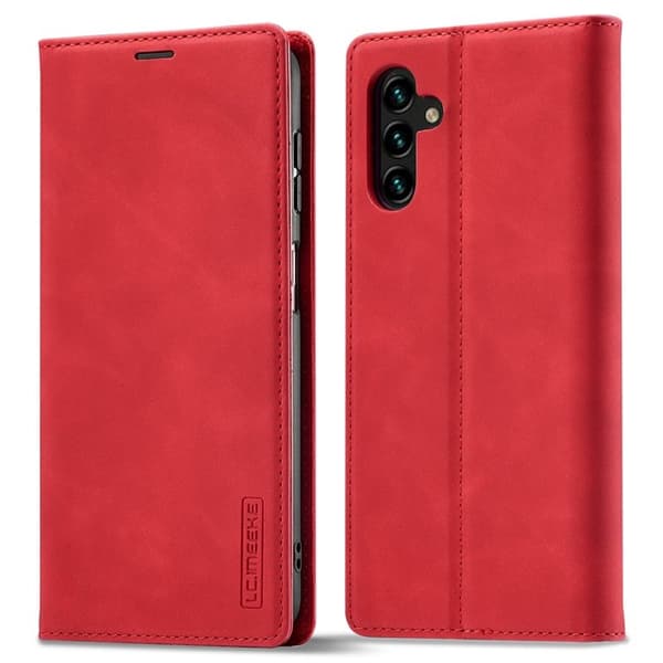 LC.IMEEKE Samsung Galaxy S25 FE Plånboksfodral Konstläder - Röd