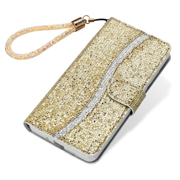 Samsung Galaxy A55 5G Plånboksfodral Glitter Konstläder - Guld