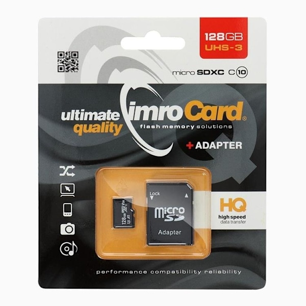 Imro Minneskort MicroSD 128GB Med Adapter UHS 3