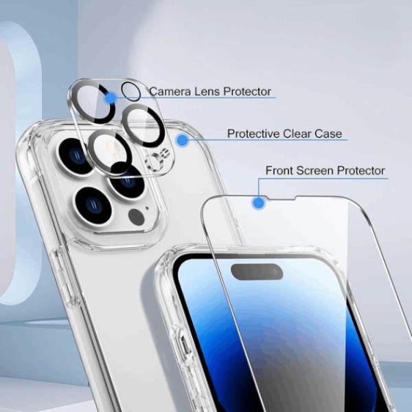 [3i1] BOOM iPhone 15 Pro Max etui, hærdet glas, kameralinsebeskytter
