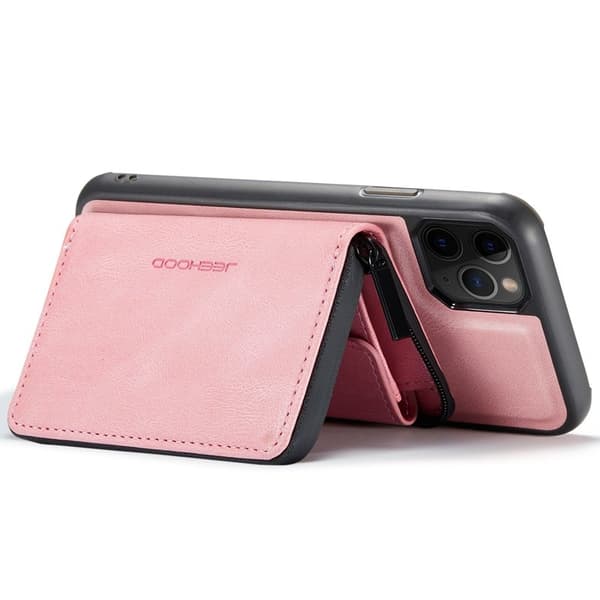 JEEHOOD Mobilskal till iPhone 11 Pro Konstläder TPU Magnetisk Rosa
