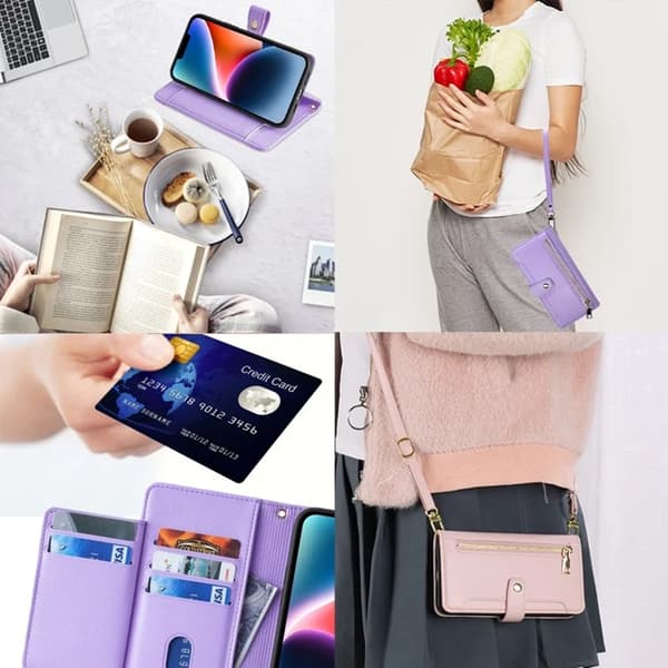 Galaxy A34 5G Konstläder Plånboksfodral Scratch-Proof - Lila Lila
