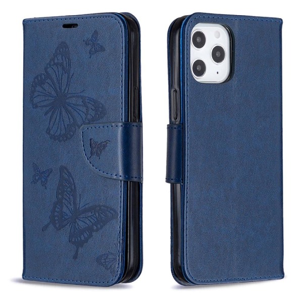 Imprint Butterfly Plånboksfodral iPhone 12 Pro Max - Sininen Blue