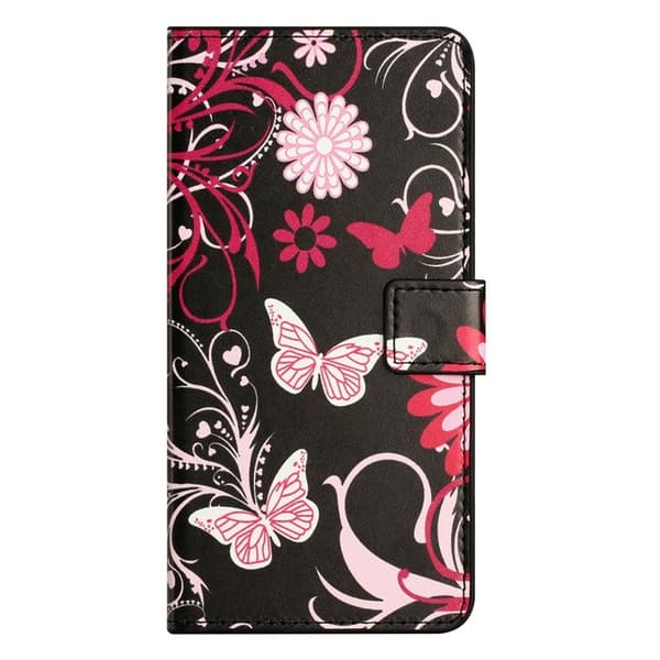 iPhone Air Konstläder Plånboksfodral Pattern Print - Svart Fjäril Svart