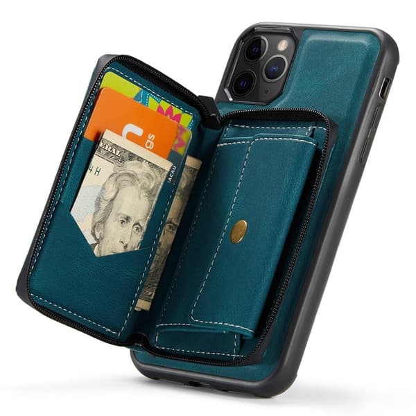 JEEHOOD Mobilskal till iPhone 11 Pro Max Konstläder TPU Blå
