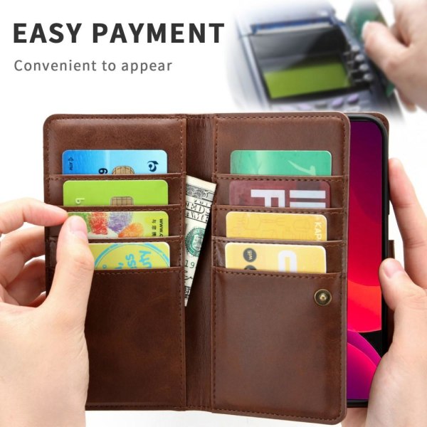 Useita korttipaikkoja Aito nahkainen lompakkokotelo iPhone 12 Mini - C