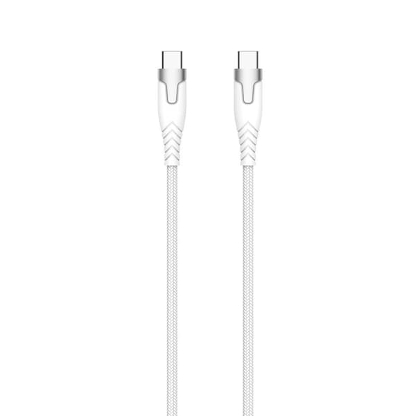 GEAR Kevlar Kabel Pro Usb C 2.0 Med Metalhus Hvid 1.5m