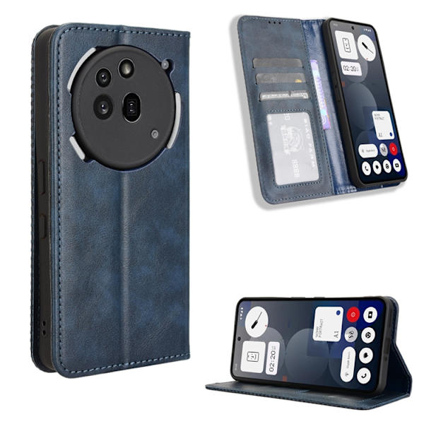 Nothing Phone (3a) Pro Plånboksfodral Retro Kickstand - Blå Blå