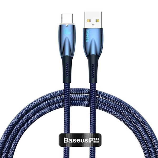 Baseus USB-C till USB-A kabel 1M Glimmer Series - Blå