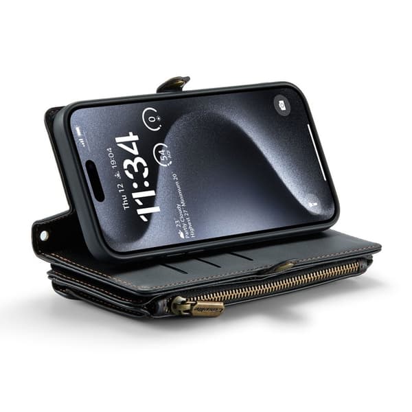 CASEME Plånboksfodral Konstläder till iPhone 16 Pro Max - Svart