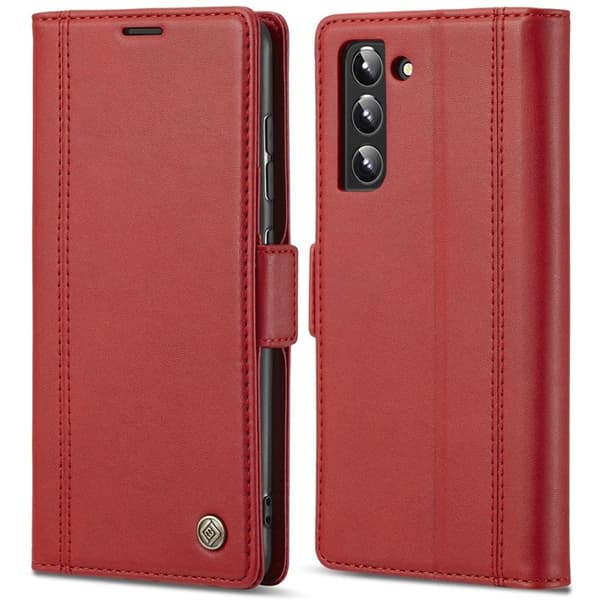 LC.IMEEKE Samsung Galaxy S22 Plånboksfodral i Konstläder - Röd