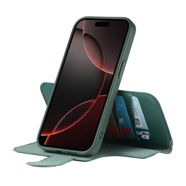 CASENEO iPhone 14 Pro Max Plånboksfodral Konstläder - Grön