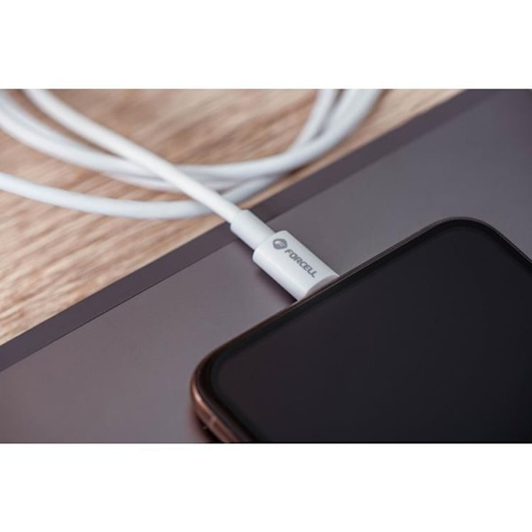 FORCELL USB-C till USB-C kabel 1m QC4.0 5A/20V PD100W - Vit