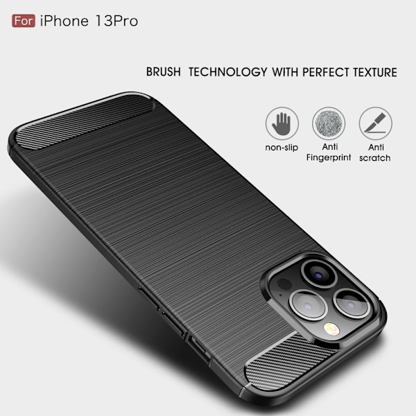 Kulfibertekstur Cover iPhone 13 Pro - Sort Black