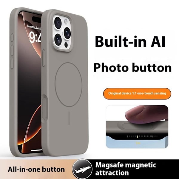Mobilskal till iPhone 16 Pro Max MagSafe Liquid Silikon Microfiber - Grå Grå
