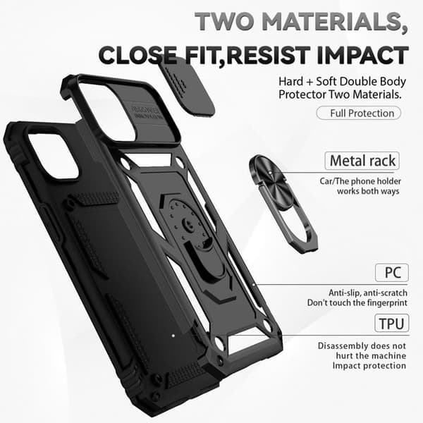 iPhone 14 Skal Ringhållare Kickstand - Svart Svart