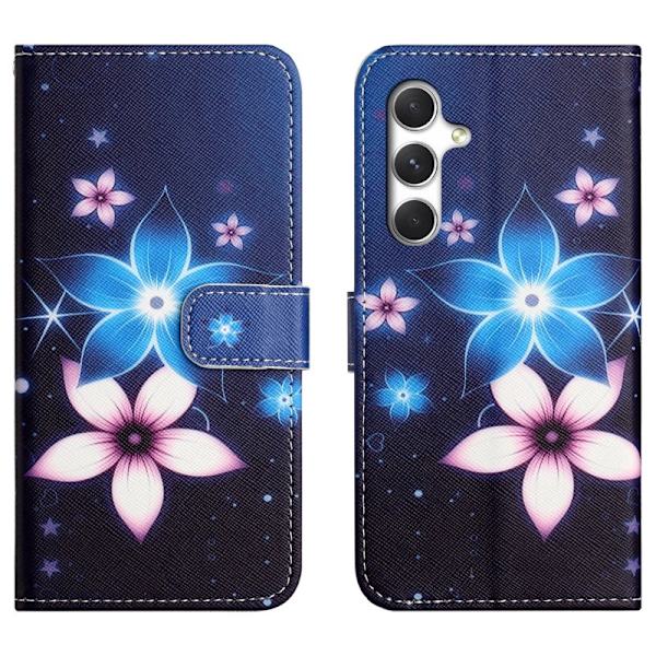 Plånboksfodral för Samsung Galaxy S26 Plus Konstläder - Blå Blomma