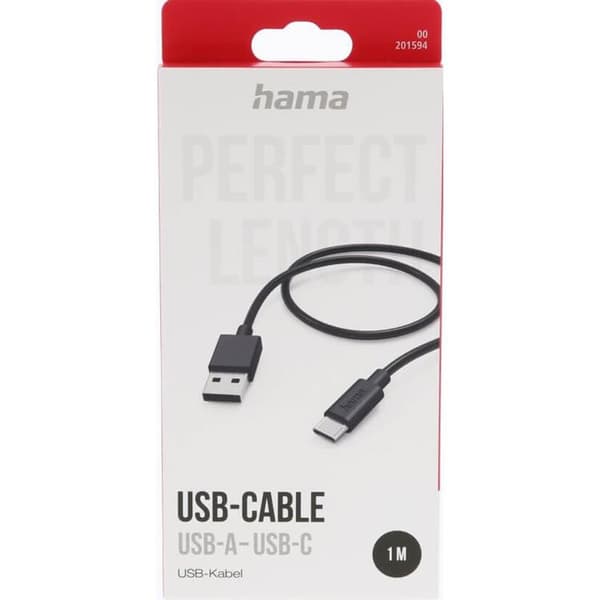 HAMA USB-C til USB-A Kabel 1m - Sort Black
