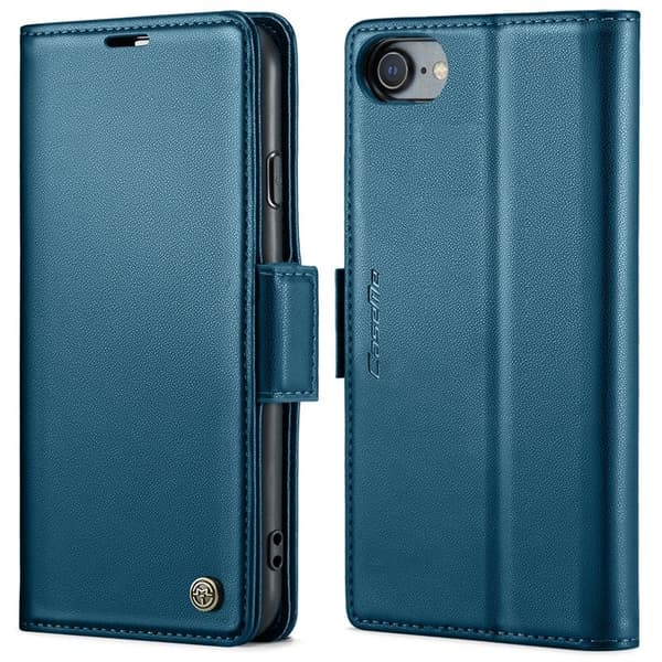 CASEME Litchi Texture Plånboksfodral Konstläder iPhone 6/7/8/SE Blå